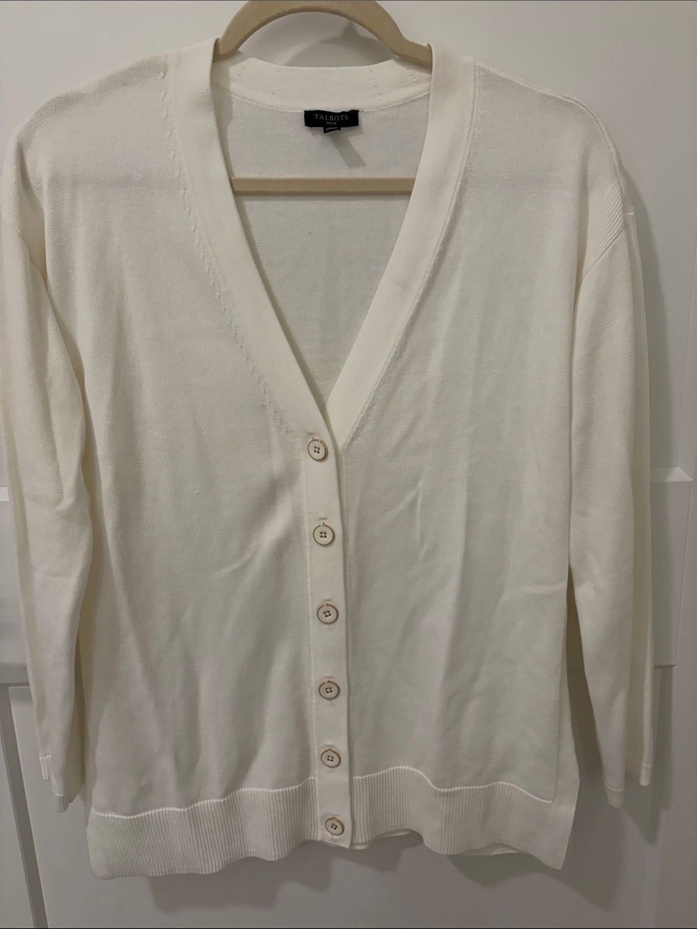 Talbots White Girlfriend Cardigan Sweater